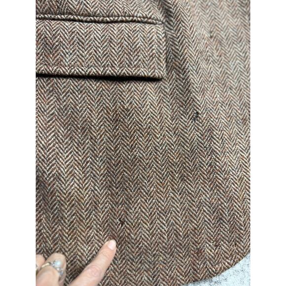 VTG Harris Tweed Sport Coat 44R Orange Unstructured Blazer Herringbone USA Read* - Picture 4 of 14